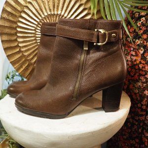 Naturalizer Heeled Ankle Boots Booties Brown Tan Leather Womens 9.5